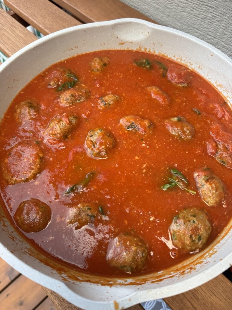The meatballs in the sauce