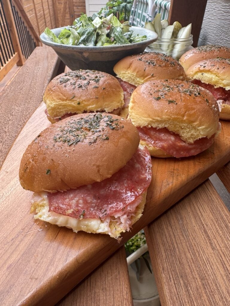 A close up of the finished sliders