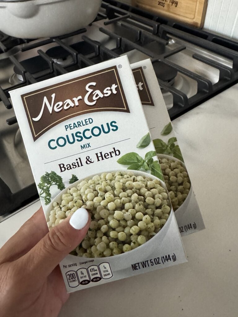 Two boxes of pearled couscous mix with basil and herb