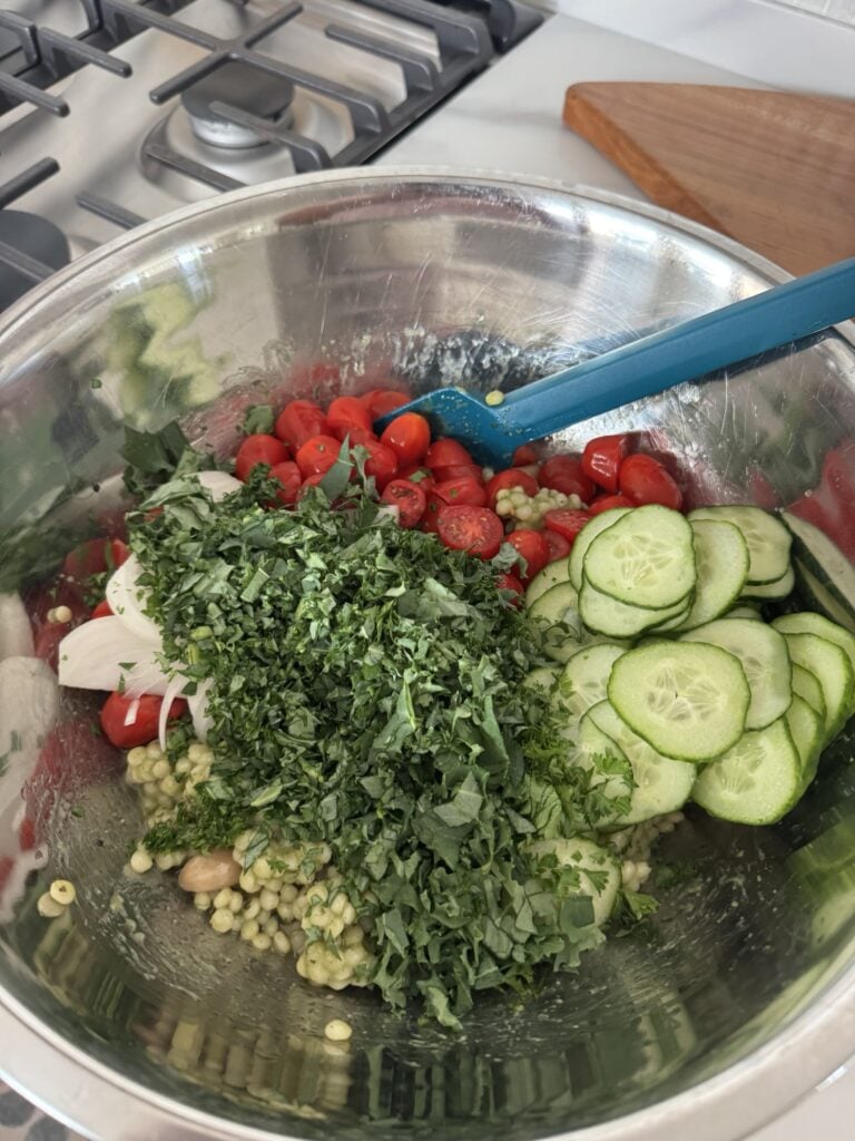 The components of the salad before being mixed