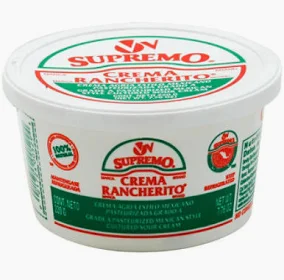 A container of Mexican crema
