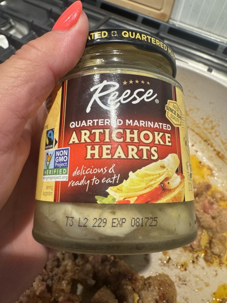 A jar of artichoke hearts