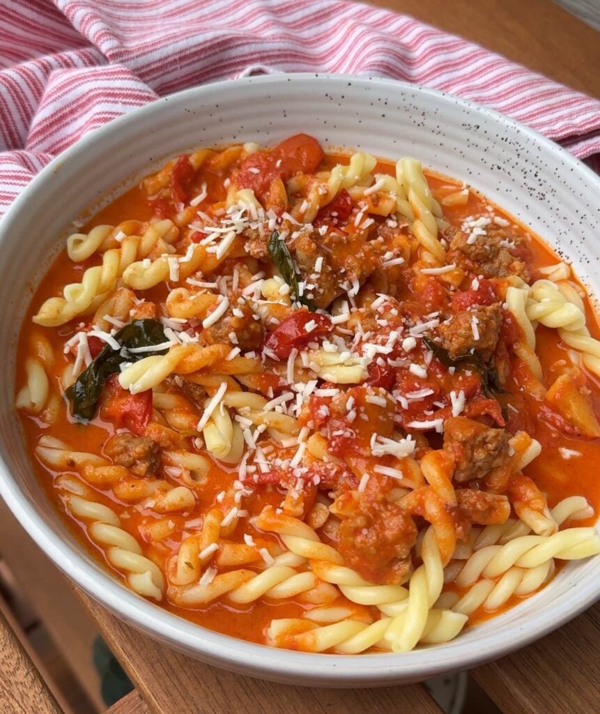 Creamy Tomato, Basil And Sausage Pasta