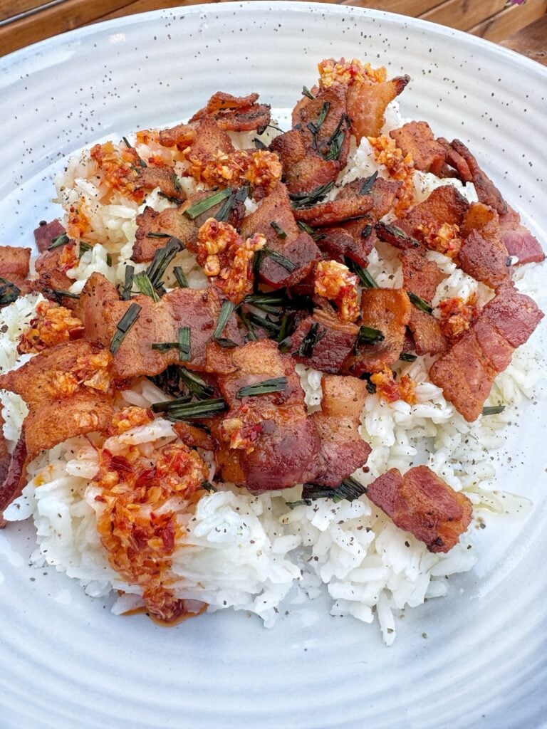 Bacon and Fried Chive Rice