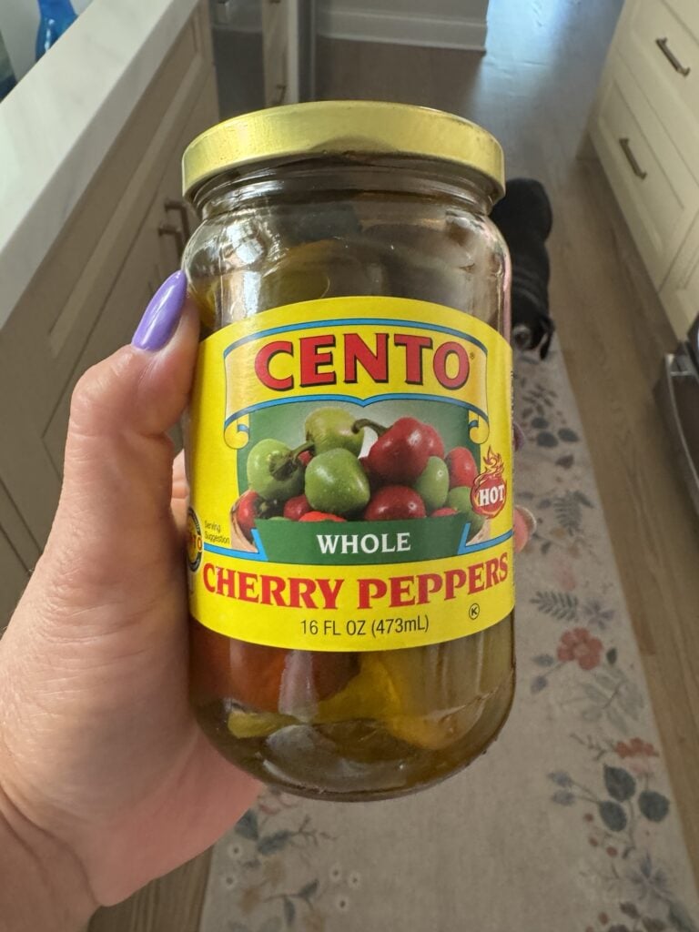 A jar of Cento cherry peppers
