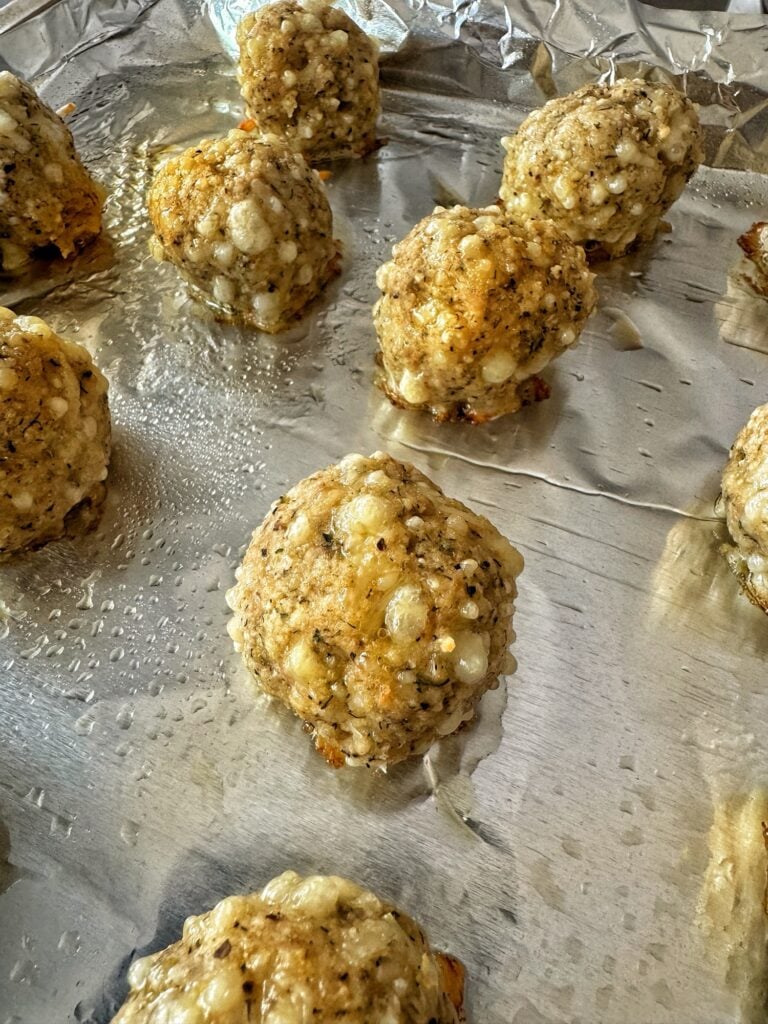 A close up of the finished meatballs