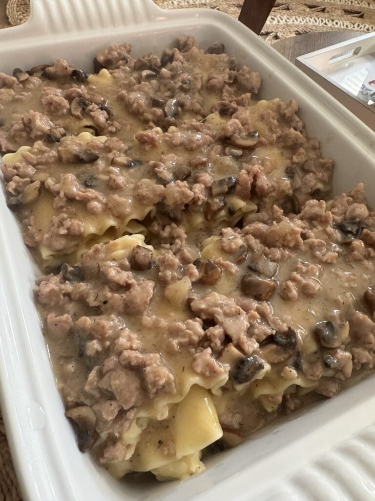Pierogi Lasagna before being baked