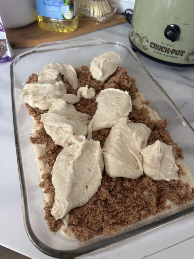 Cake batter layered on top of cake batter