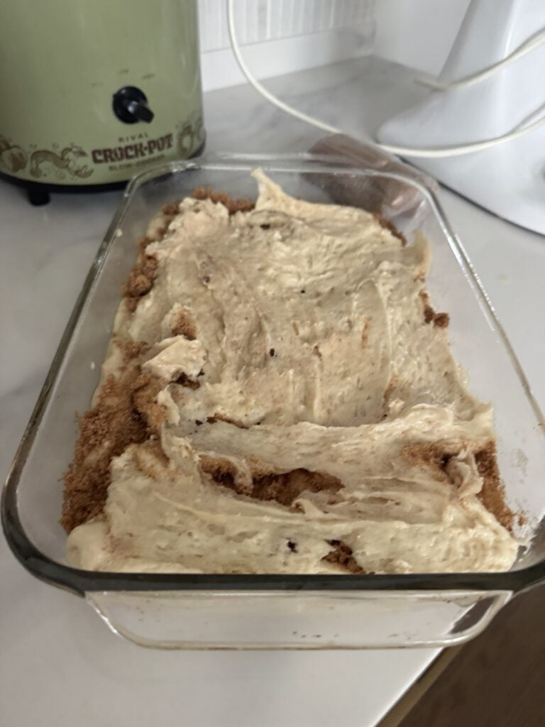 The batter spread out over the first batch of batter