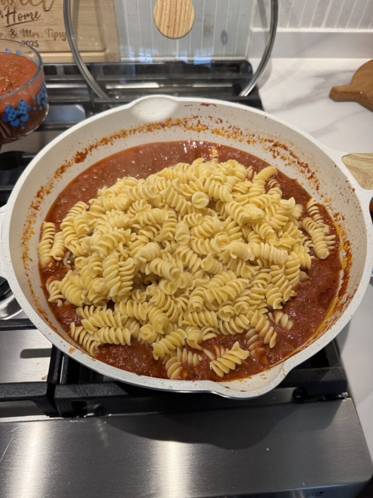 Pasta in the sauce