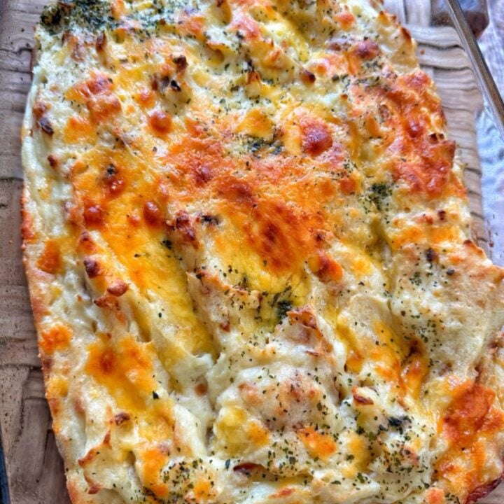 Cheesy Onion Mashed Potato Casserole