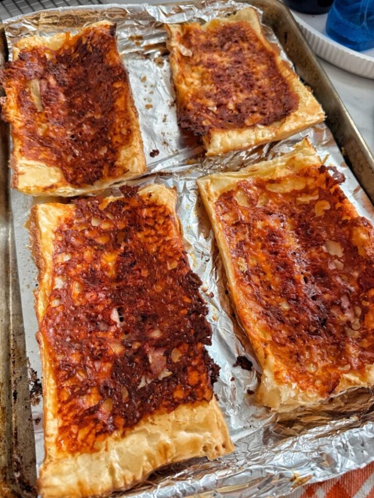Cheesy Puff Pastry Hot Dog Boats