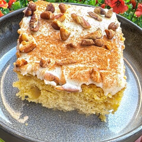 Pumpkin Pecan Cake with Cinnamon Cream Cheese Icing