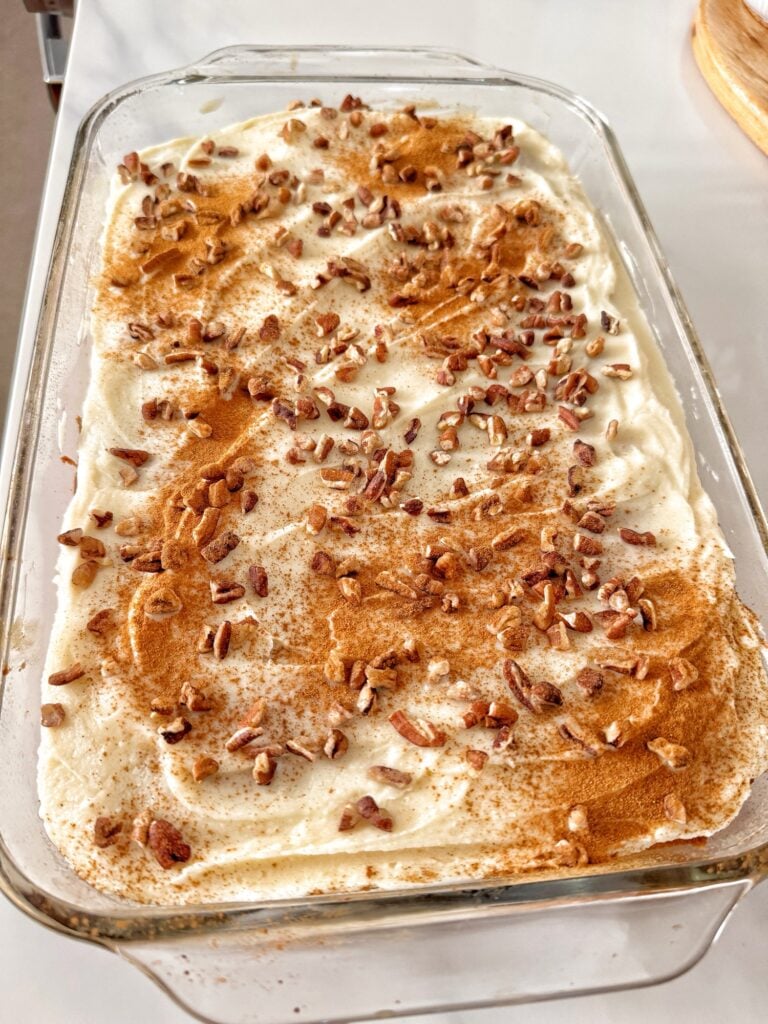 Pumpkin Pecan Cake with Cinnamon Cream Cheese Icing