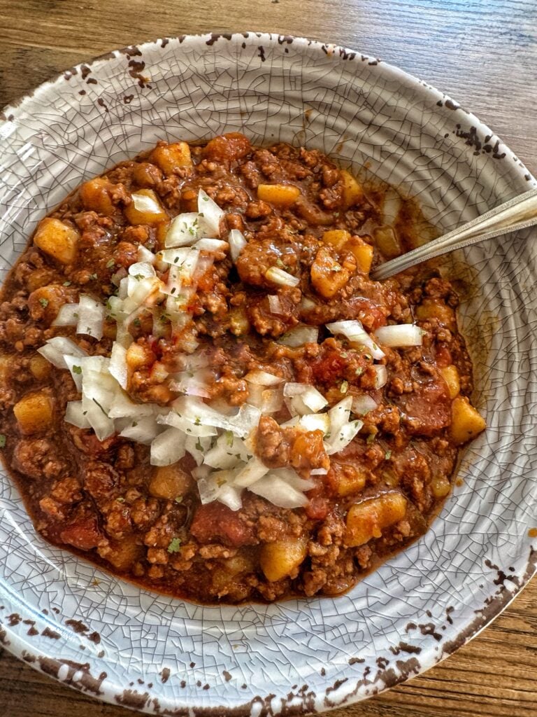 The stew with toppings