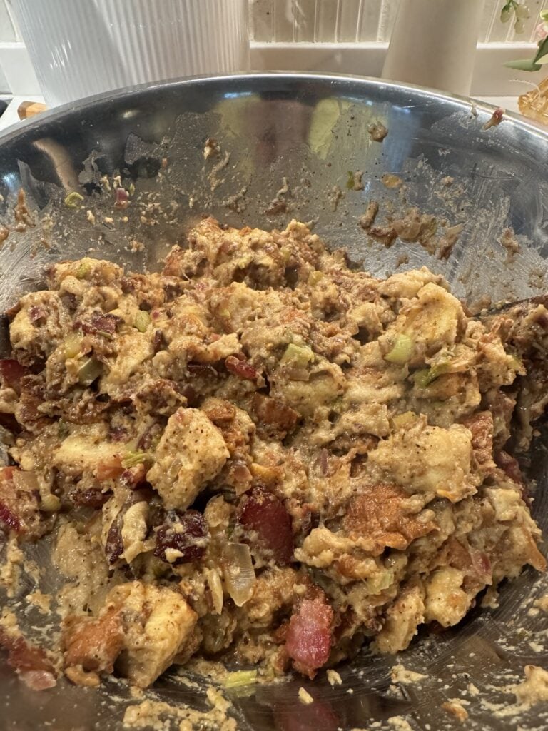The stuffing mixture before baking