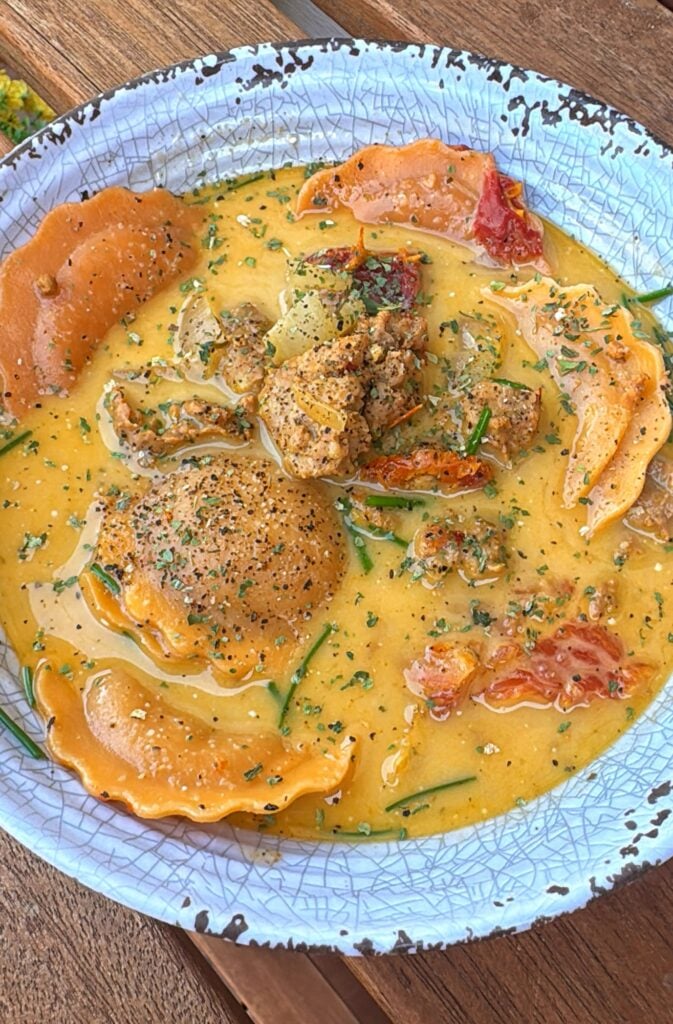 Creamy Sausage and Butternut Squash Ravioli Soup