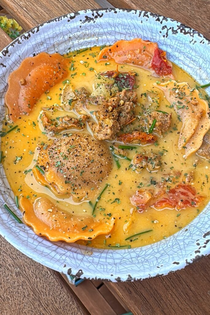 Creamy Sausage and Butternut Squash Ravioli Soup