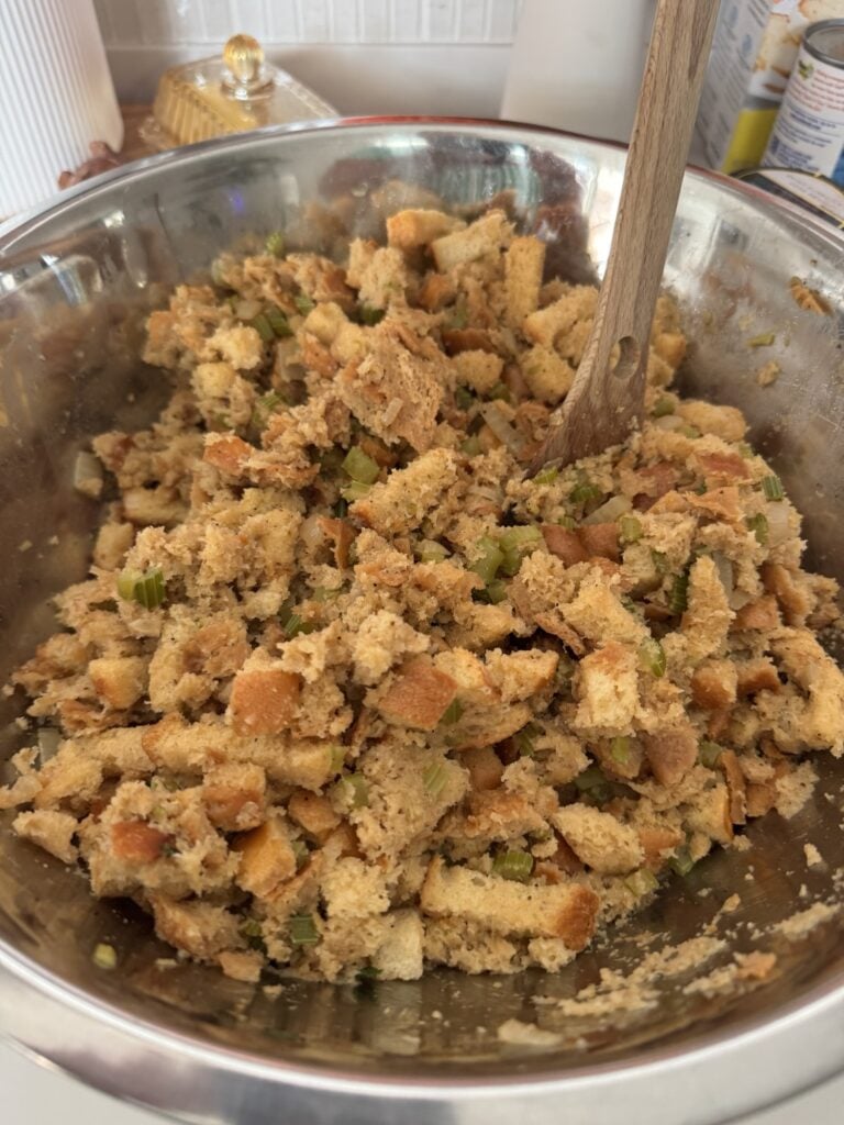 Stuffing mixture before baking