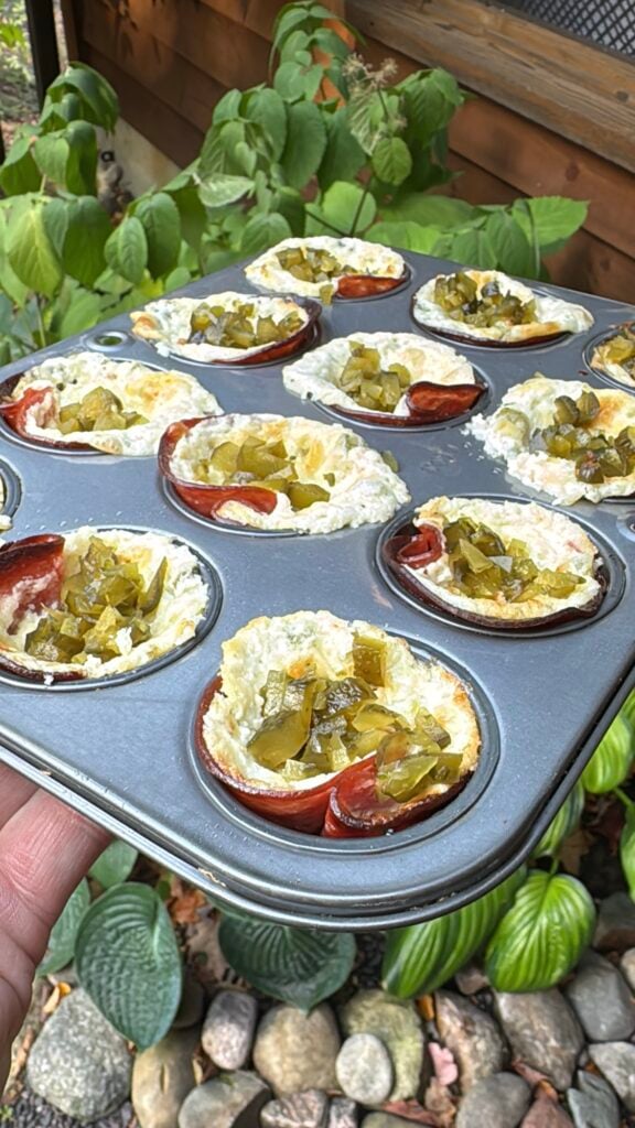 Cheesy Baked Salami Cups with Jalapeño & Jack Cheese