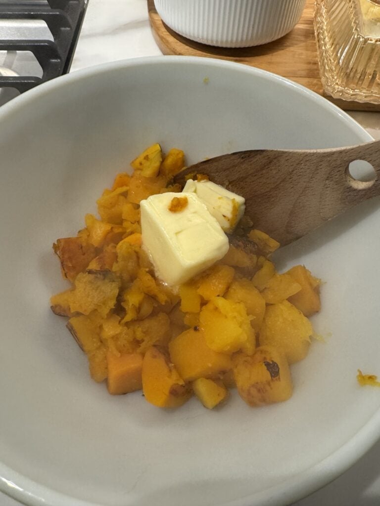 Butter and cubed butternut squash