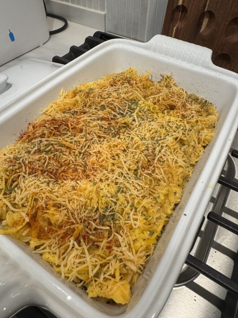 The mac and cheese before baking