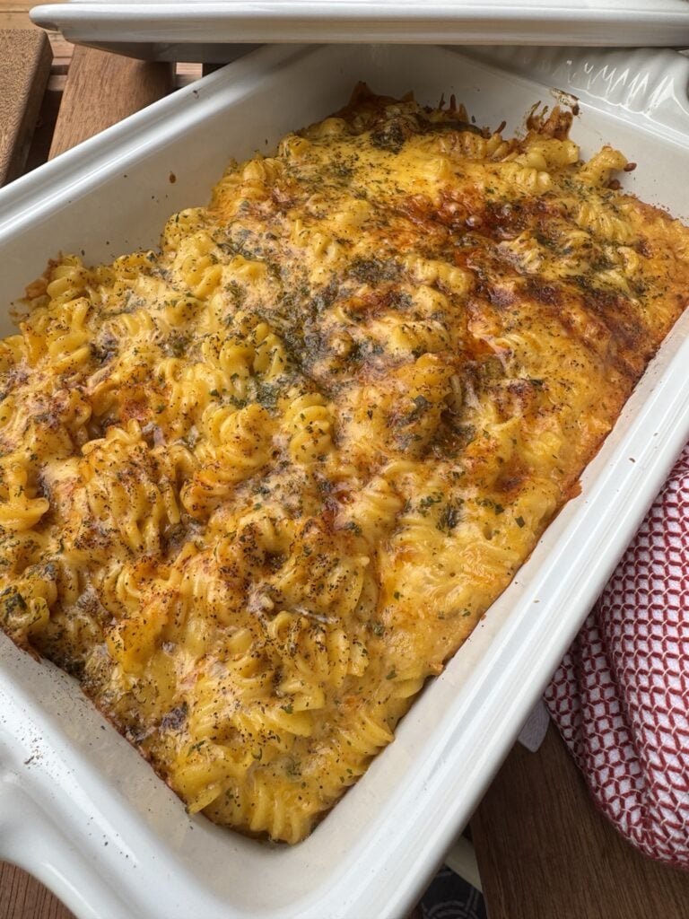 The finished mac and cheese