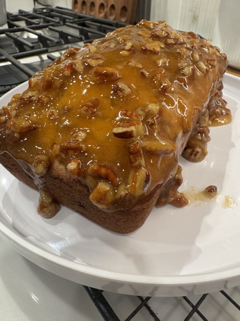 Pecan Butter Poundcake with Apricot Lemon Glaze