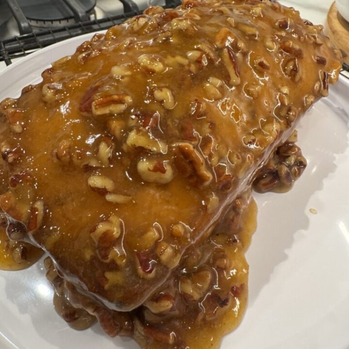 Pecan Butter Poundcake with Apricot Lemon Glaze