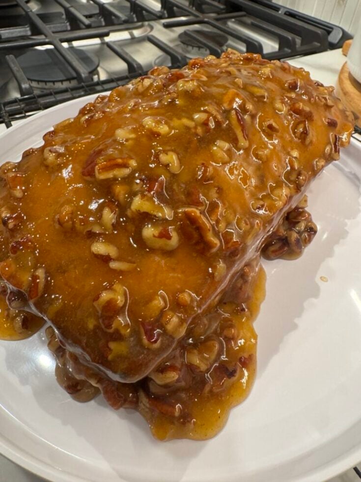 Pecan Butter Poundcake with Apricot Lemon Glaze