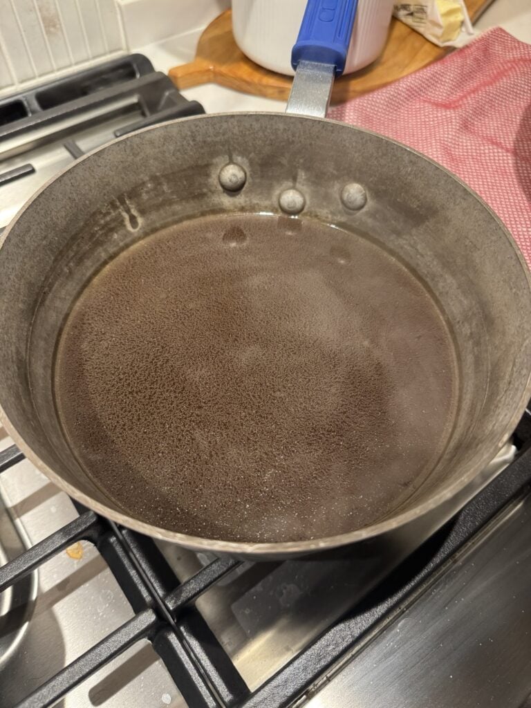 Broth in a pan