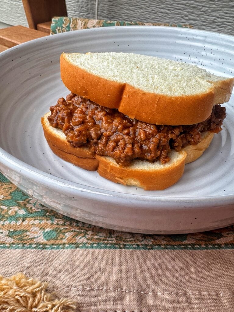Sloppy Joe on white bread