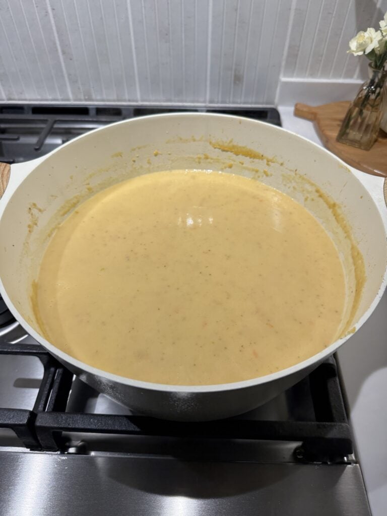The finished soup on the stove