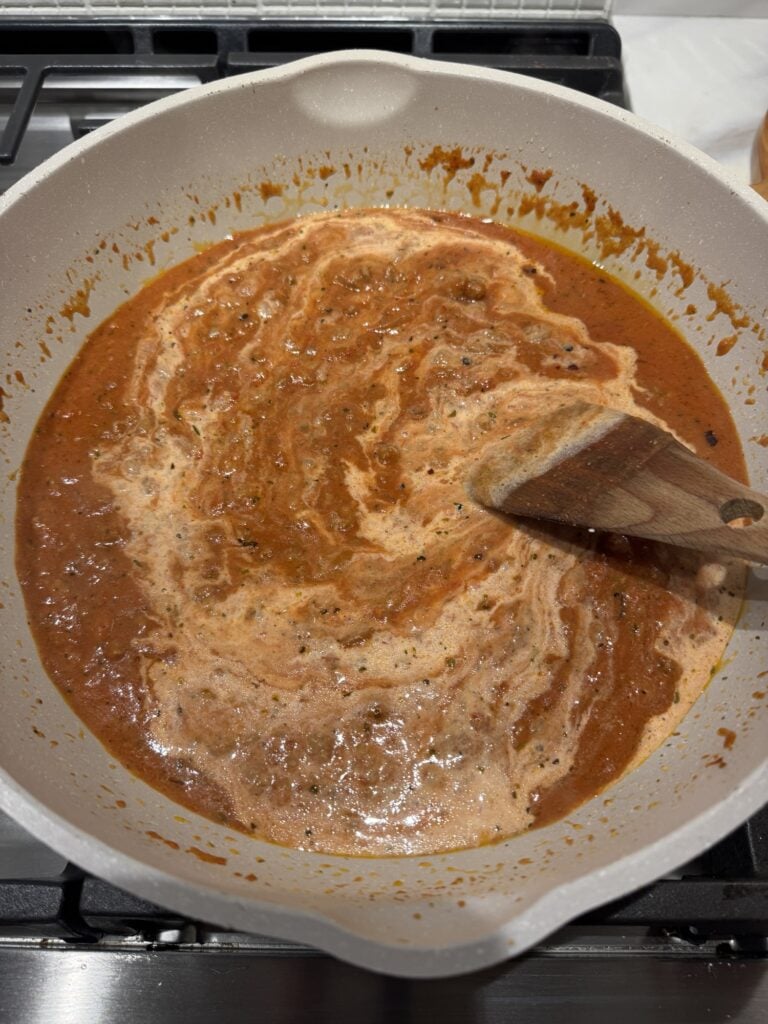 Creamy sauce in a pan