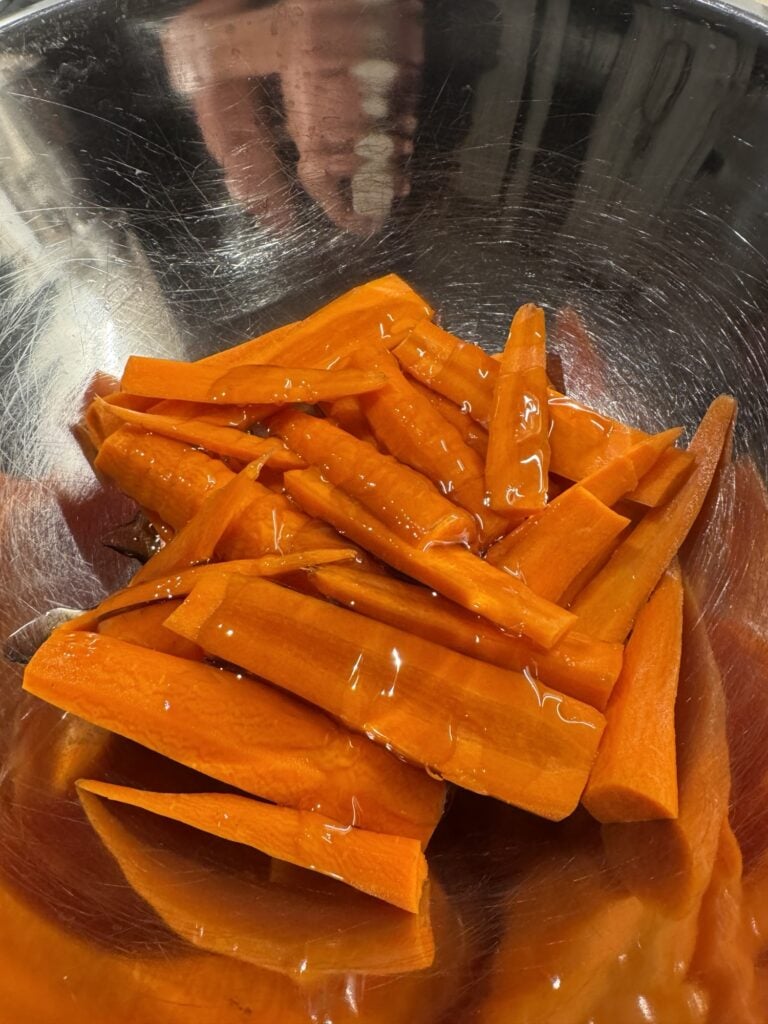 Sliced carrots topped with honey