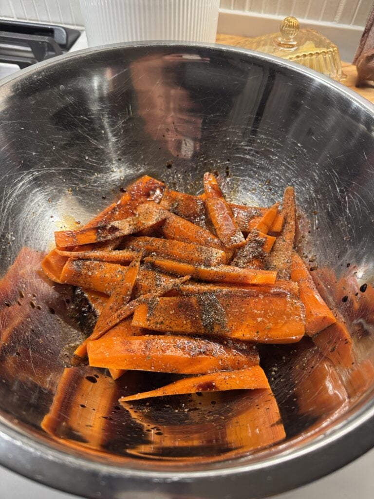 Seasoned and sauced sliced carrots