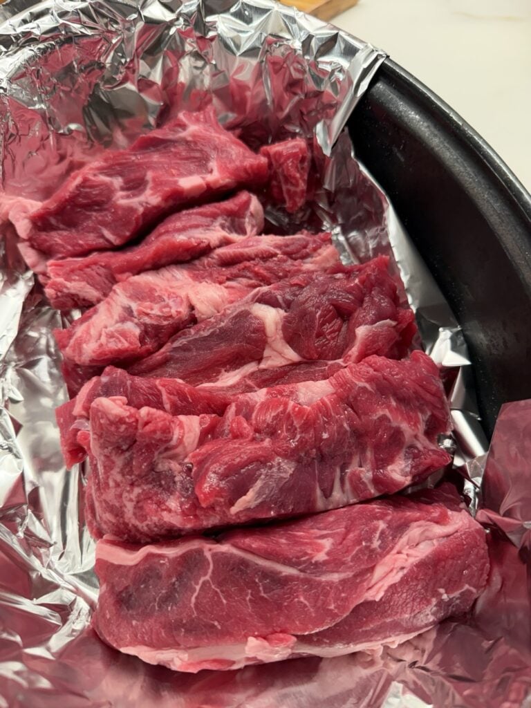 Beef country ribs in a roaster