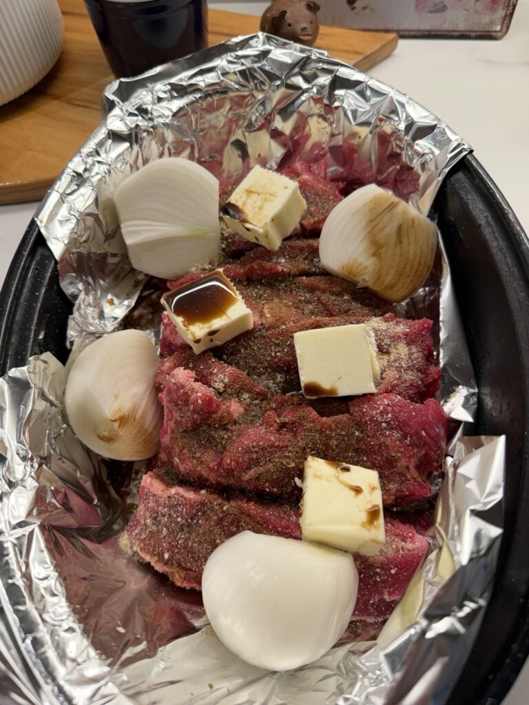 All the components in the roaster before being cooked