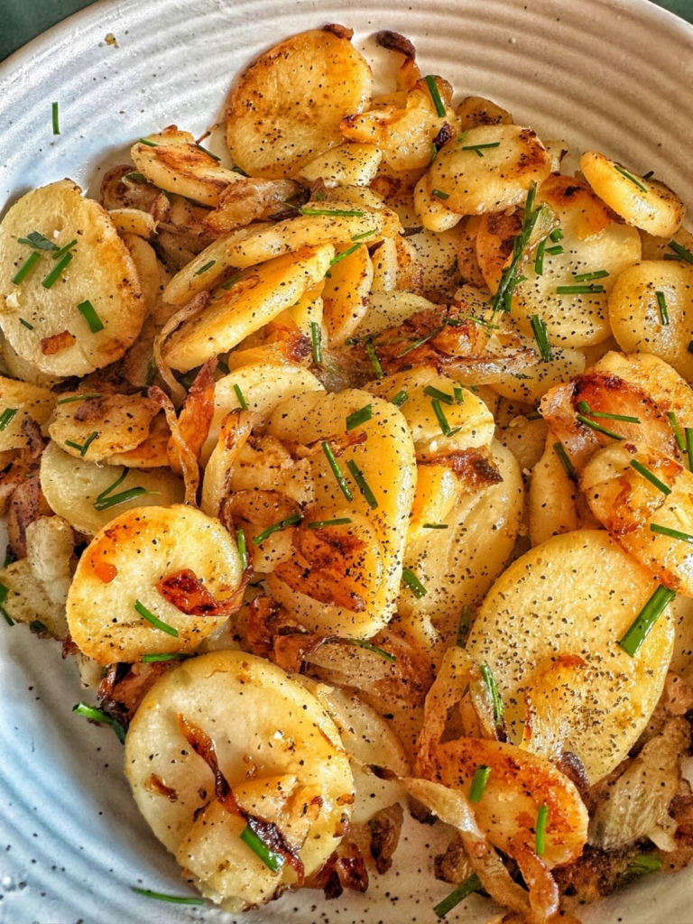 Pork chop fried potatoes