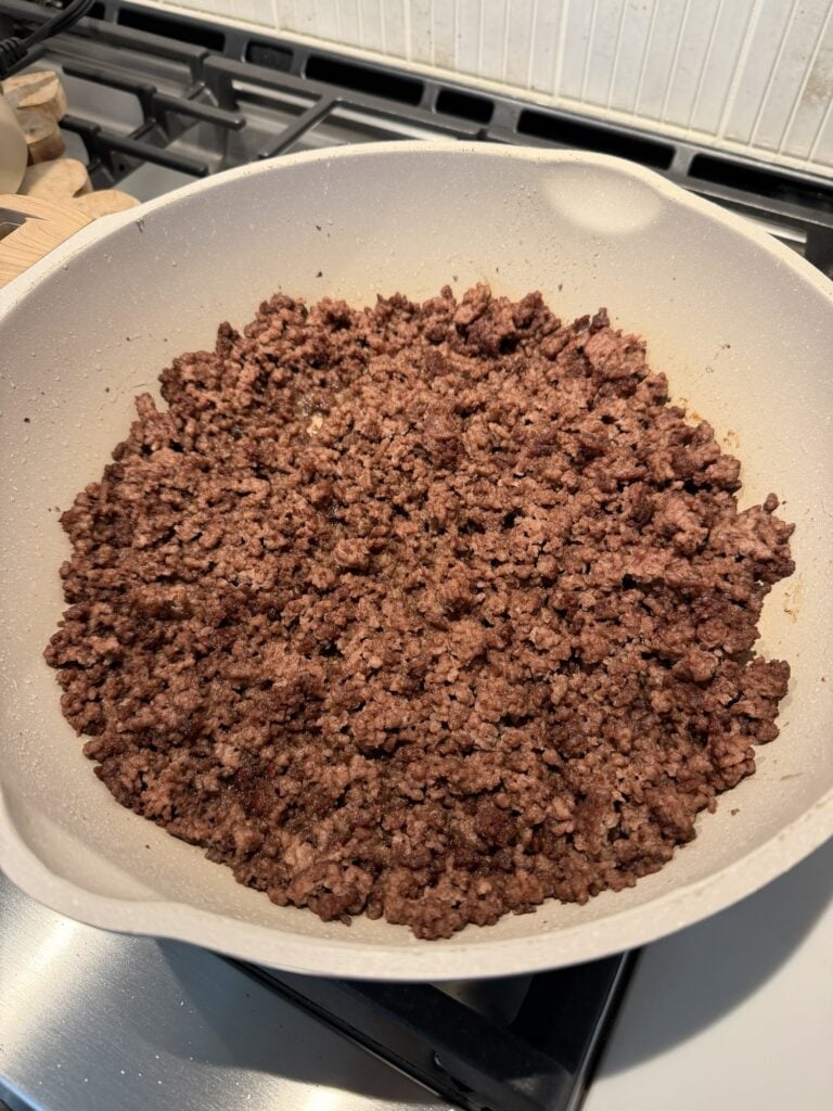 Ground beef in a pan