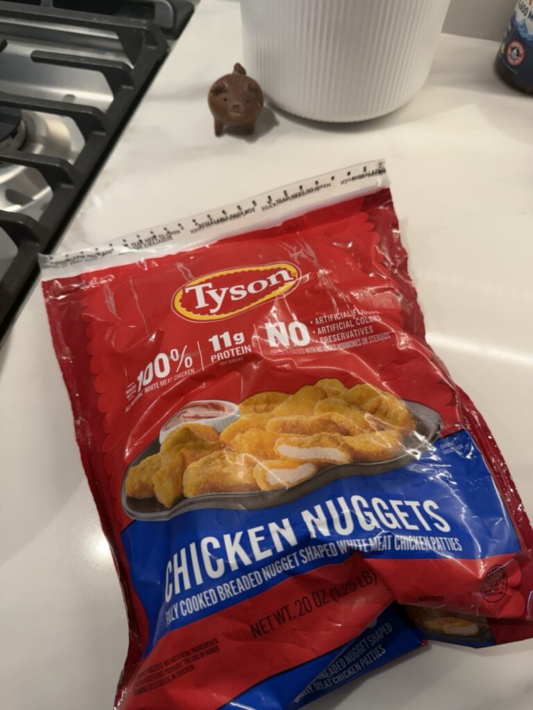 A bag of frozen chicken nuggets