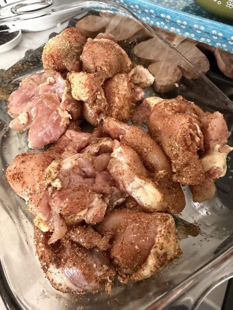 Seasoned raw chicken