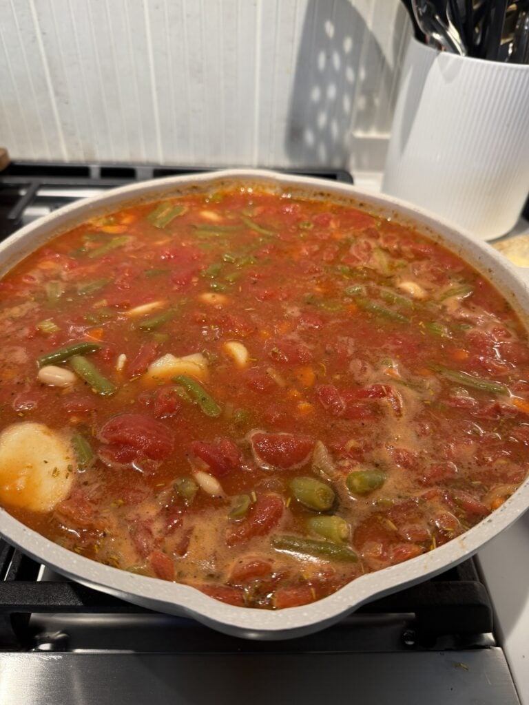 Minestrone soup on the stovetop