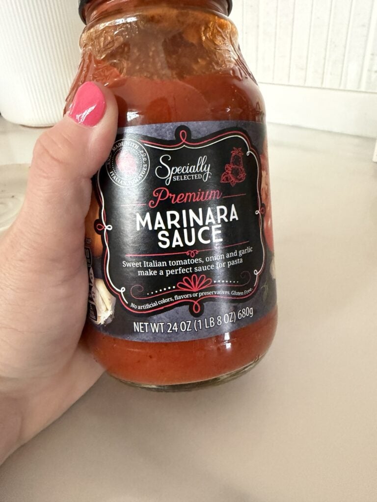 A jar of marinara sauce