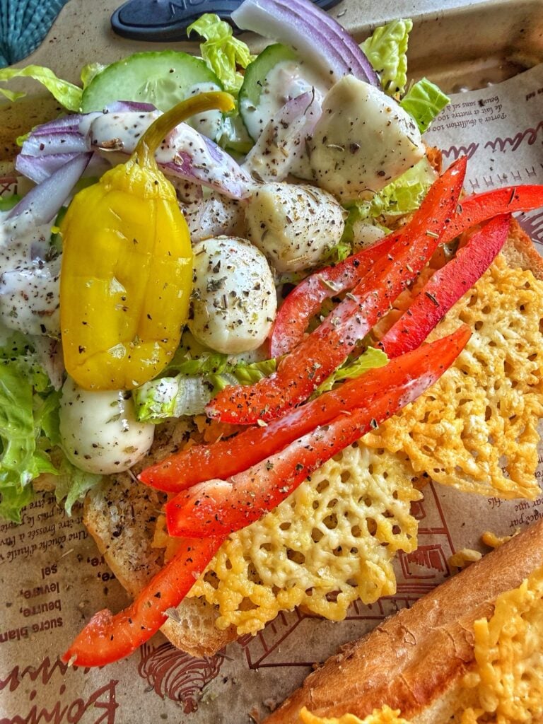 The finish sub, loaded with cheese and veggies