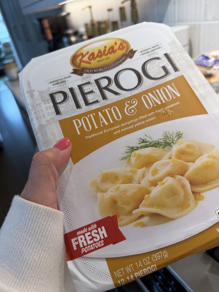 A package of potato and onion pierogis