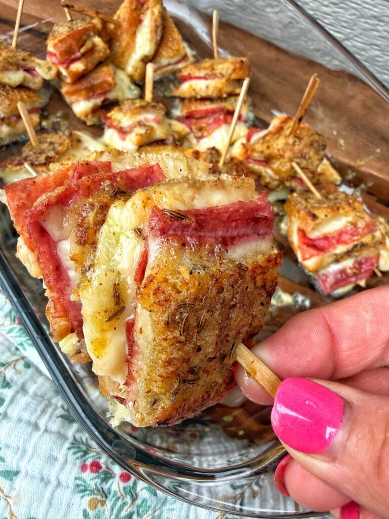 A close up of a finished bite