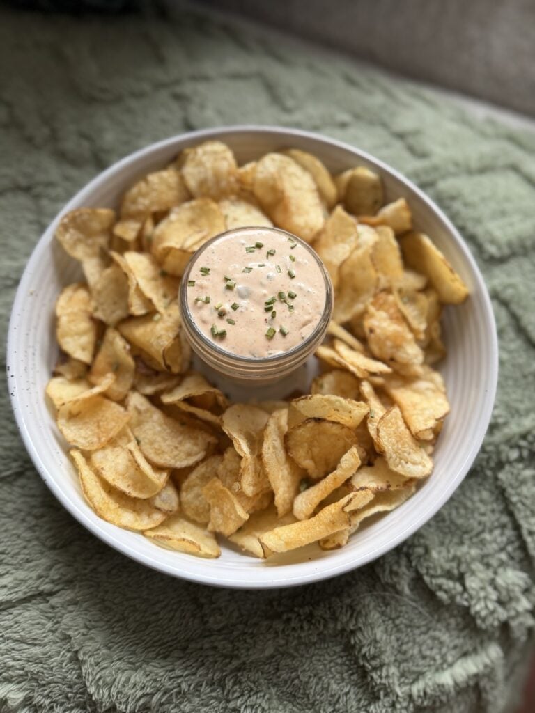 The final dip, surrounded by chips