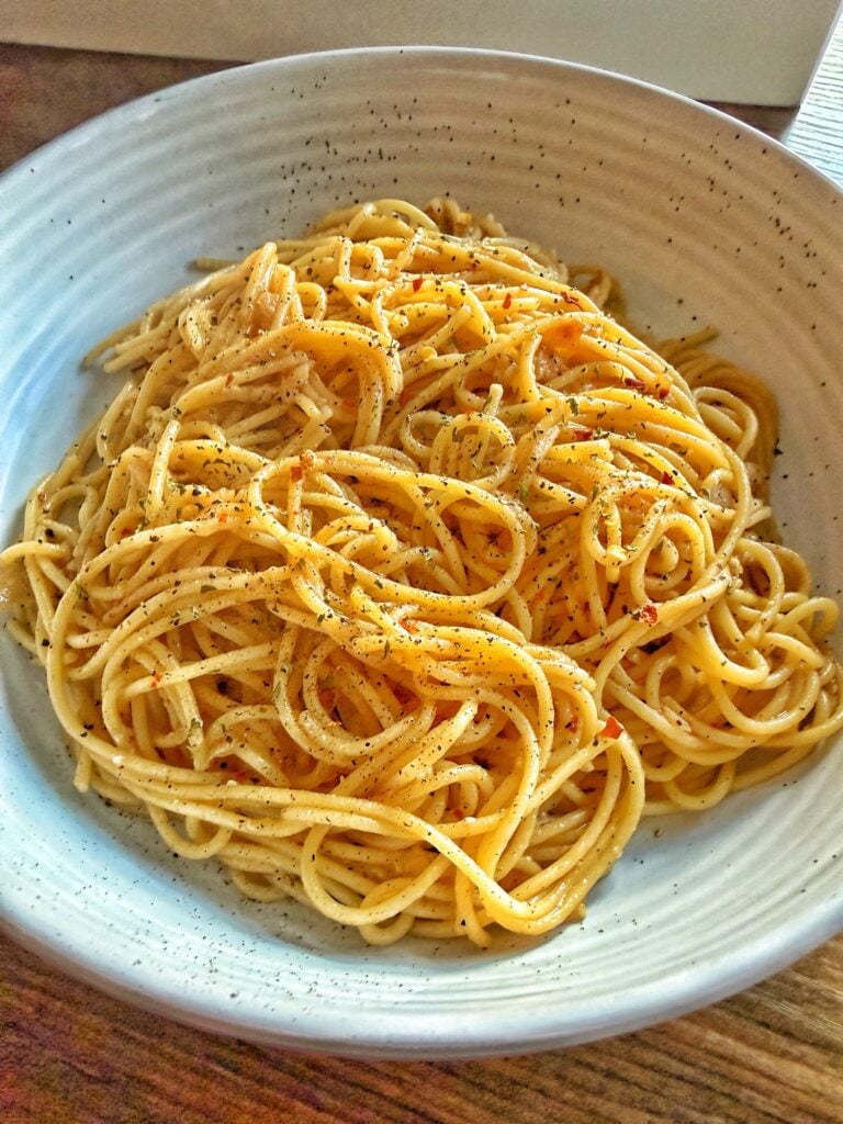 Another angle of the finished pasta