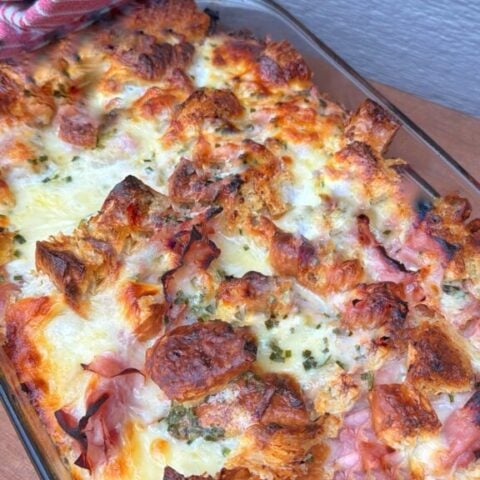 Make Ahead Ham & Cheese Croissant Bake